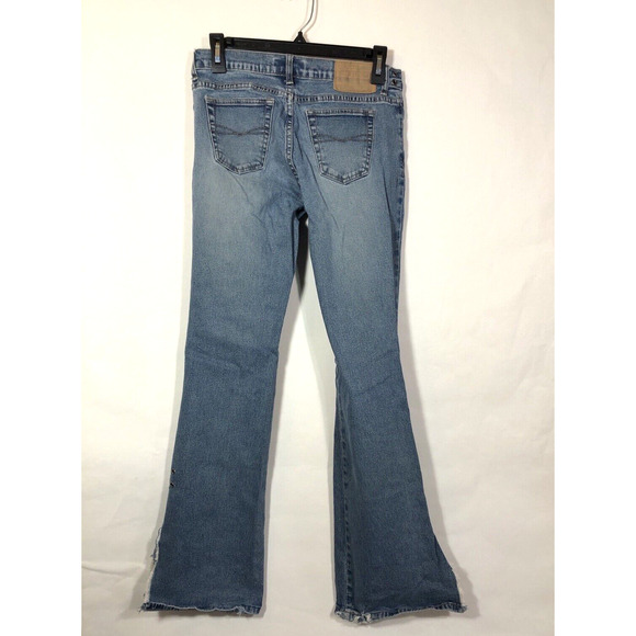 Z Cavaricci Low Rise Jeans Y2K Flare Size 5 Grommets Blue Vintage Distressed - Picture 9 of 15